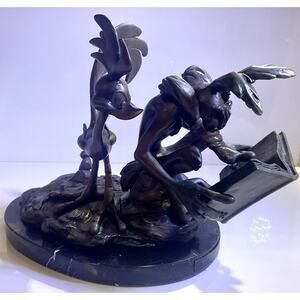 Paul Vought Signed Bronze Marble Looney Tunes Wylie Roadrunner Sculpture 7/250